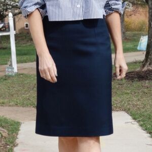 Burberry Prorsum Navy Lined Pencil Skirt - Size 44